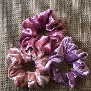 Set of three velvet hair scrunches